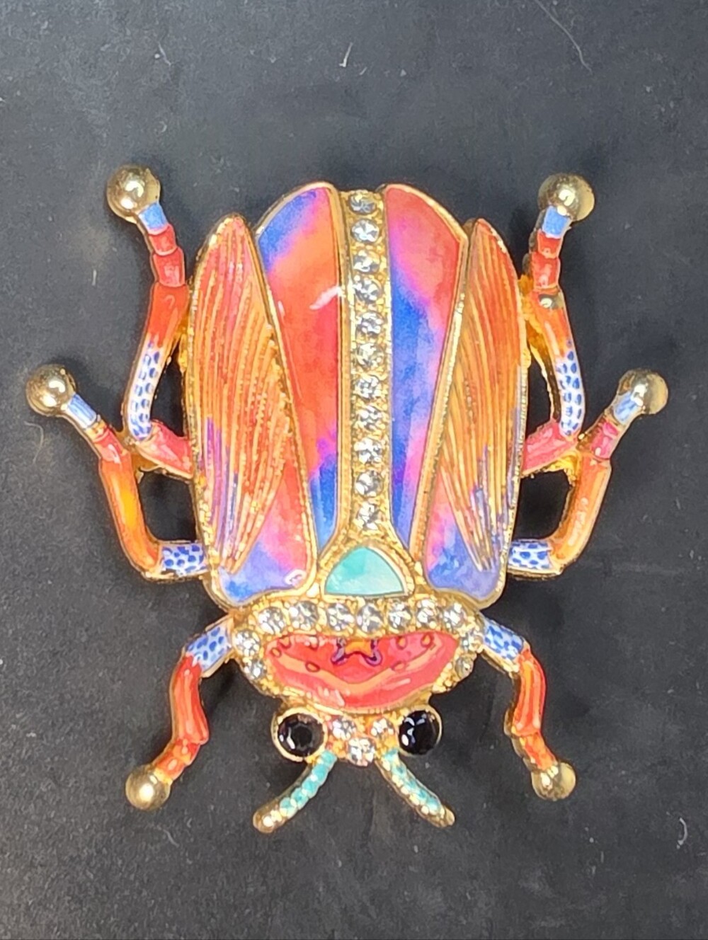 Colorful Beetle Accent Brooch Multicolor Enamel Home Accent